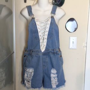 Lace Up Jean Overalls